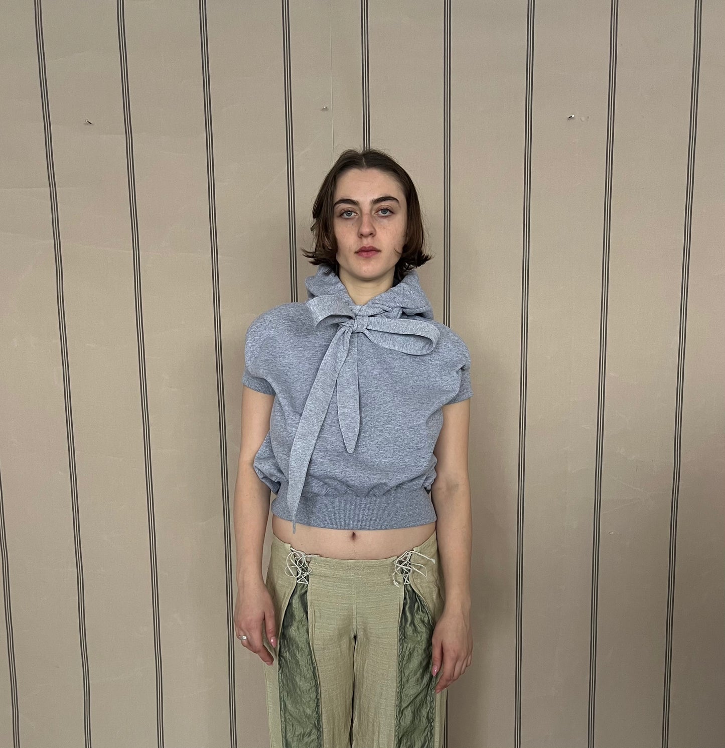Long strap cropped hoodie