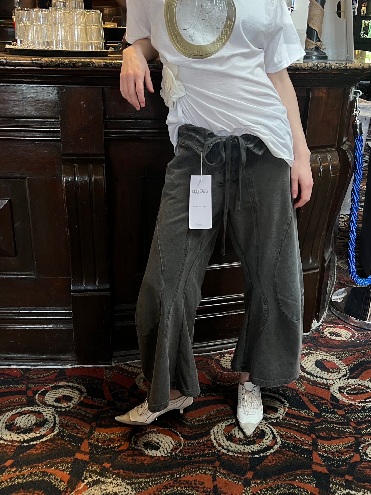 Cropped engineered joggers
